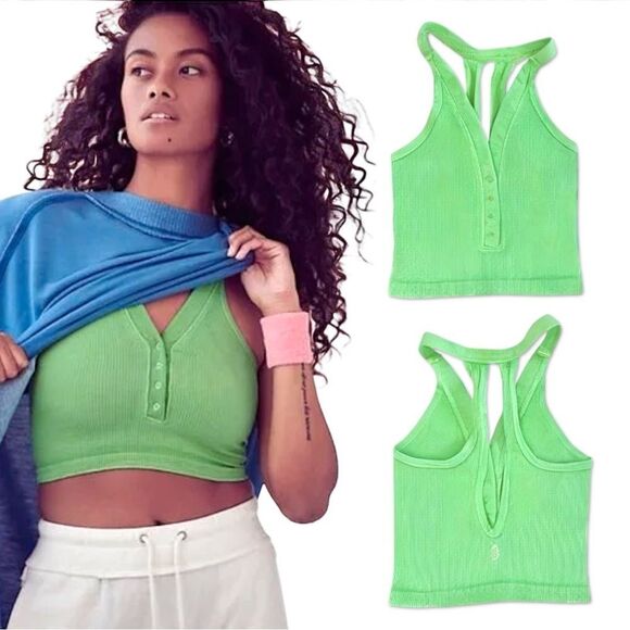 Free People Tops - Free People Movement Happiness Runs Henley Crop Tank